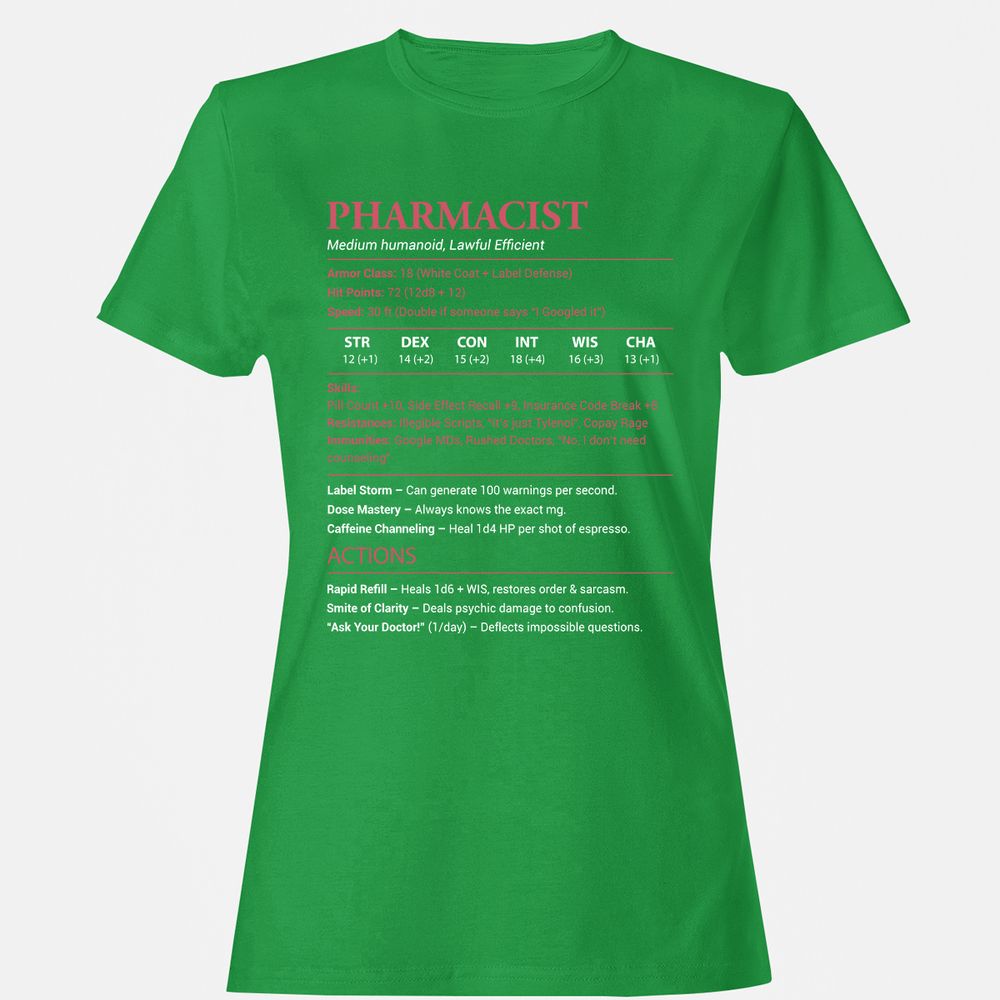 Pharmacist Stats Women's T-Shirt - Irish Green - 7