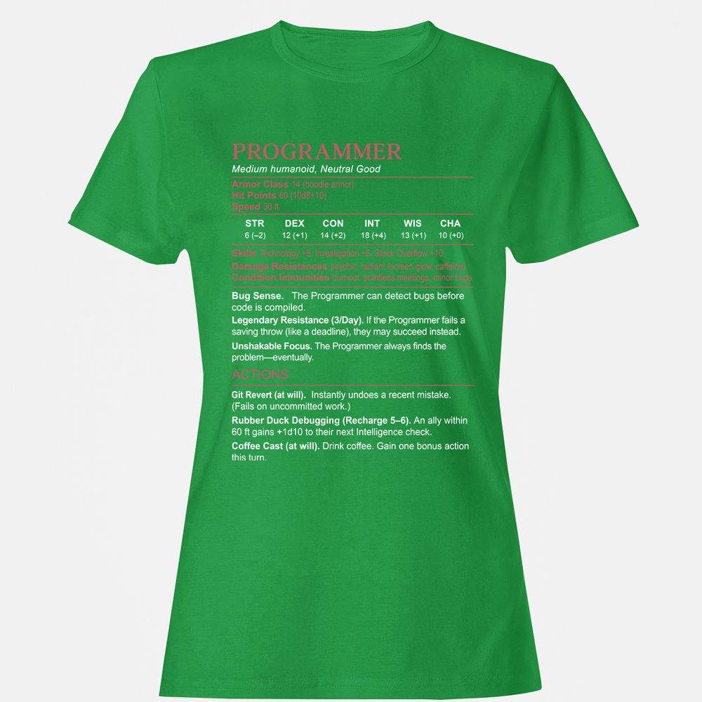 Programmer Stats Women's T-Shirt - Irish Green - 7