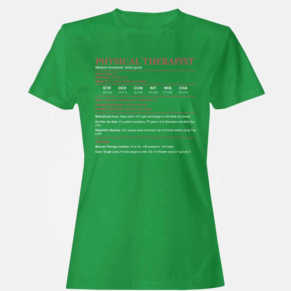 Physical Therapist Stats Women's T-Shirt - Irish Green - 7