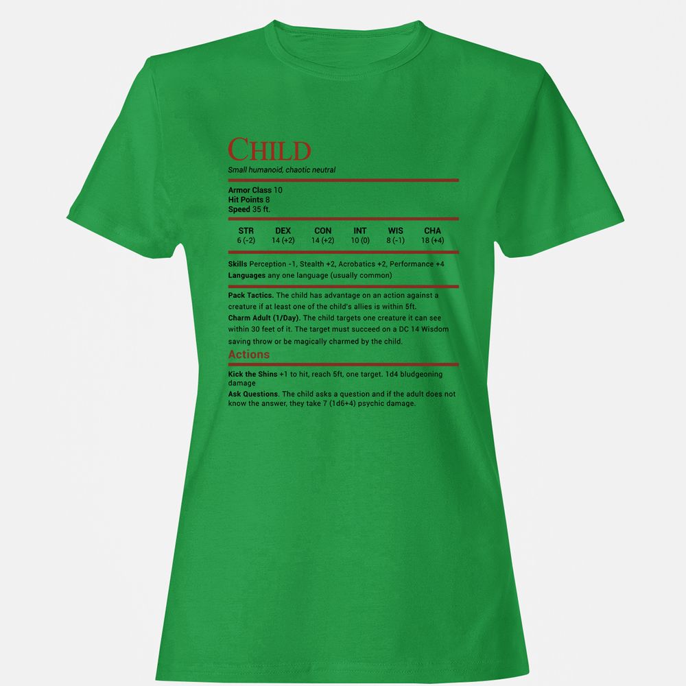 Child Stats Women's T-Shirt - Irish Green - 7