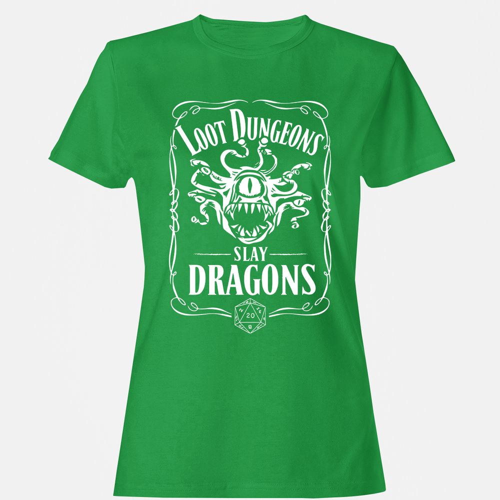 Loot Dungeon Slay Dragons Women's T-Shirt - Irish Green - 7