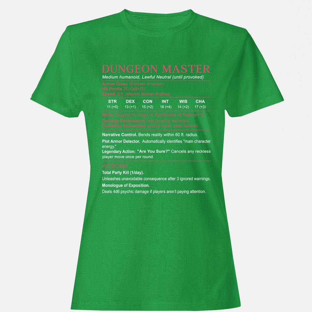 Dungeon Master Stats Women's T-Shirt - Irish Green - 7
