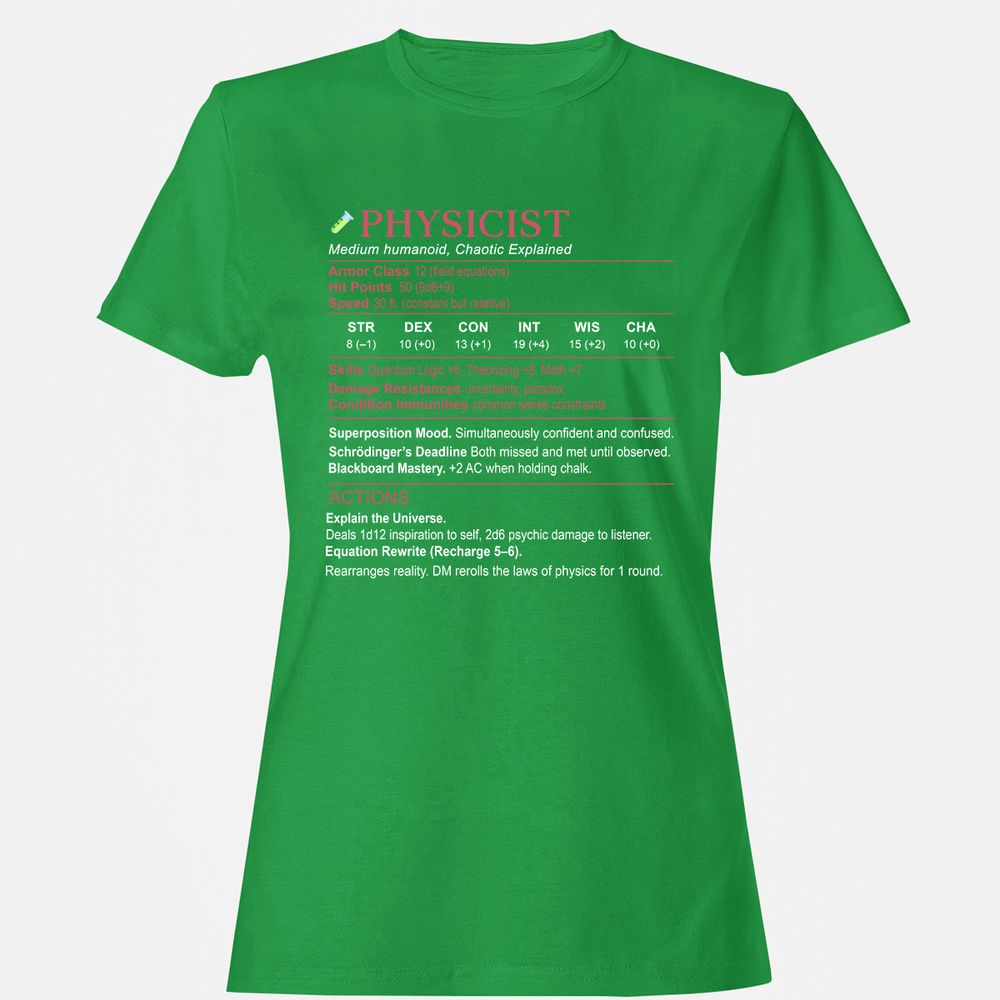 Physicist Stats Women's T-Shirt - Irish Green - 7