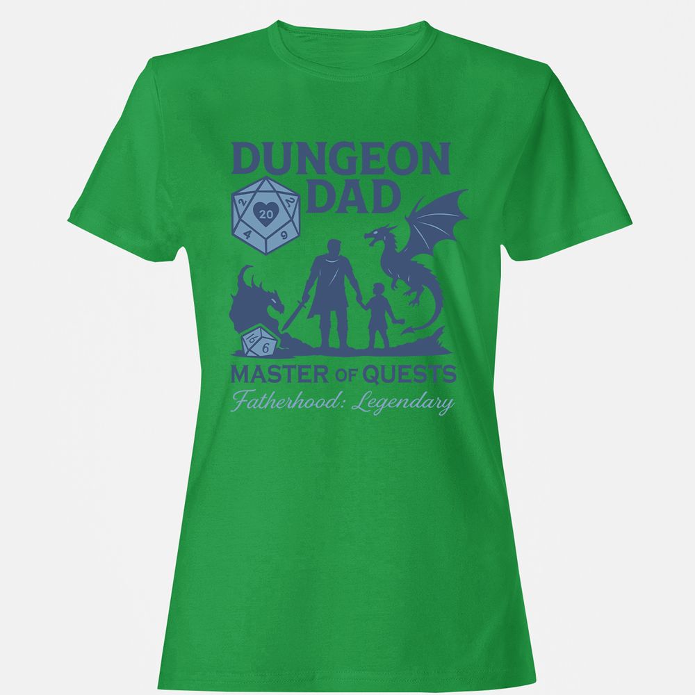 Dungeon Dad Master Of Quests Women's T-Shirt - Irish Green - 7