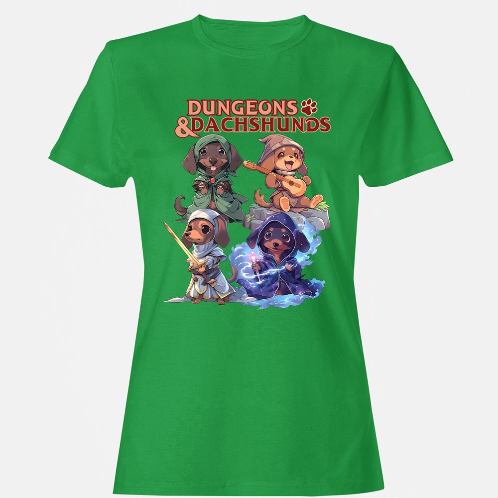 Dungeons & Dachshunds Women's T-Shirt - Irish Green - 7
