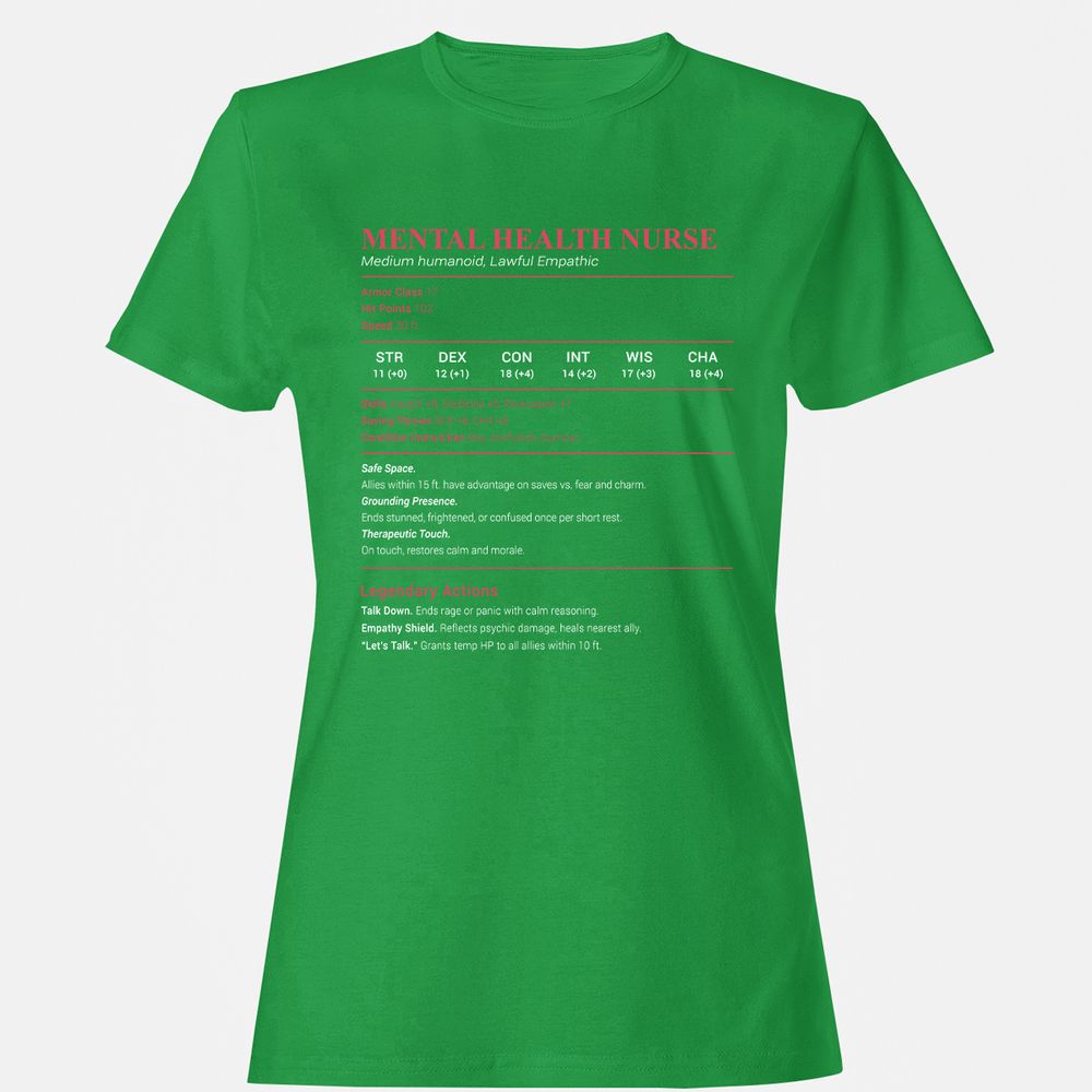Mental Health Nurse Stats Women's T-Shirt - Irish Green - 7