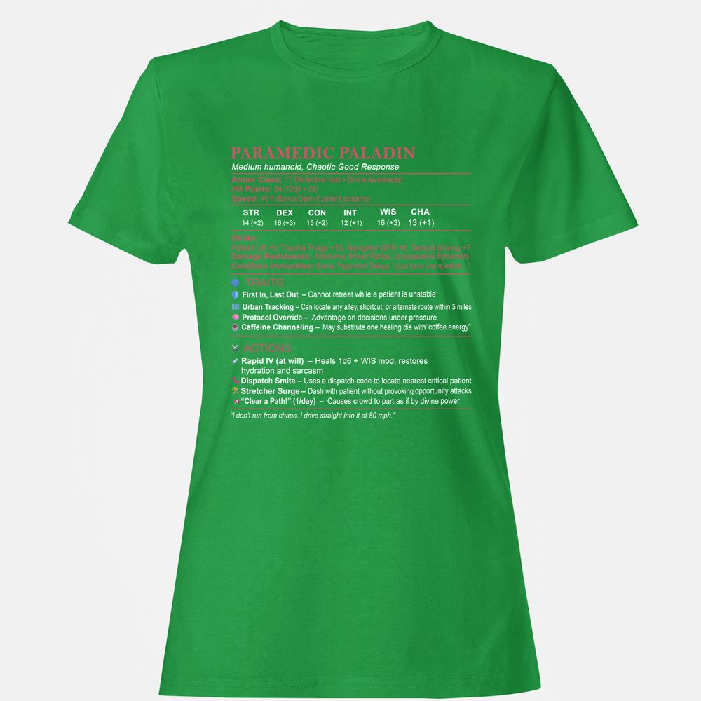 Paramedic Stats Women's T-Shirt - Irish Green - 7