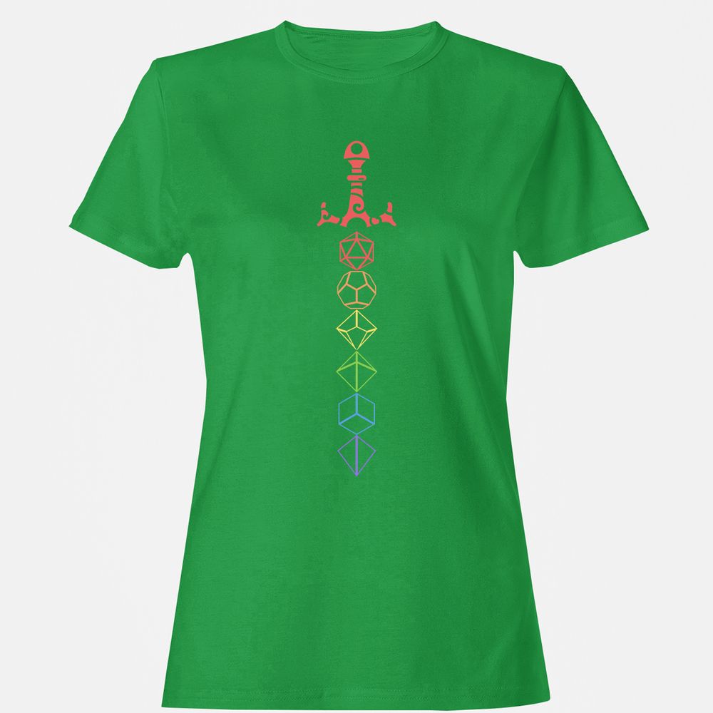 Rainbow Dice Sword LGBT Women's T-Shirt - Irish Green - 7