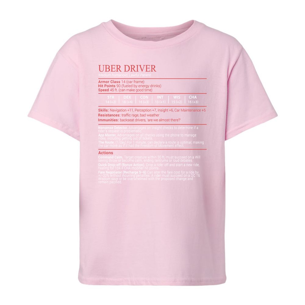 Uber Driver Stats Block Kids T-Shirt - Light Pink - 7