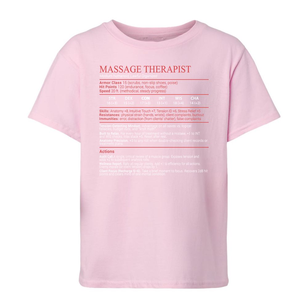 Massage Therapist Stats Block - Light Pink - 7
