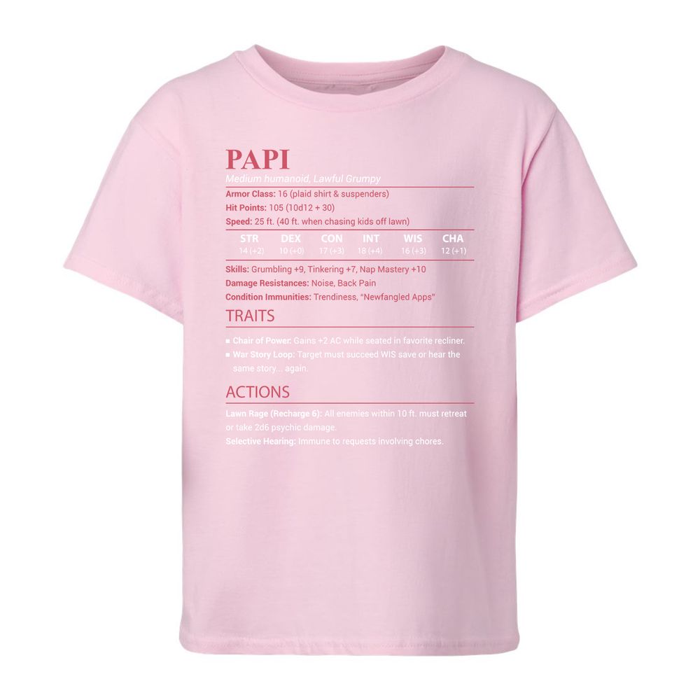 Papi Stats Kids T-Shirt - Light Pink - 7