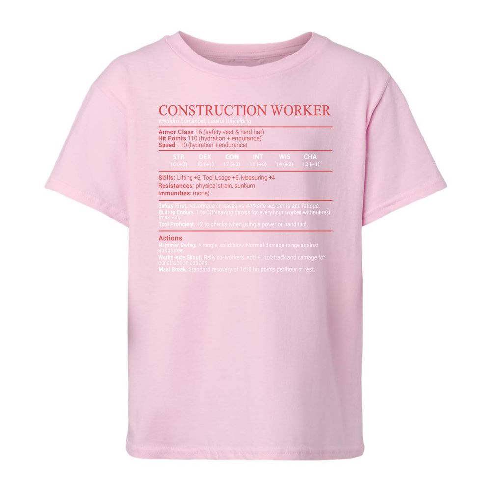 Construction Worker Stats Block - Light Pink - 7