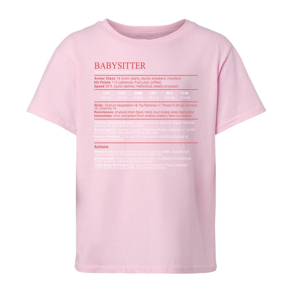 Baby Sitter Stats Block - Light Pink - 7