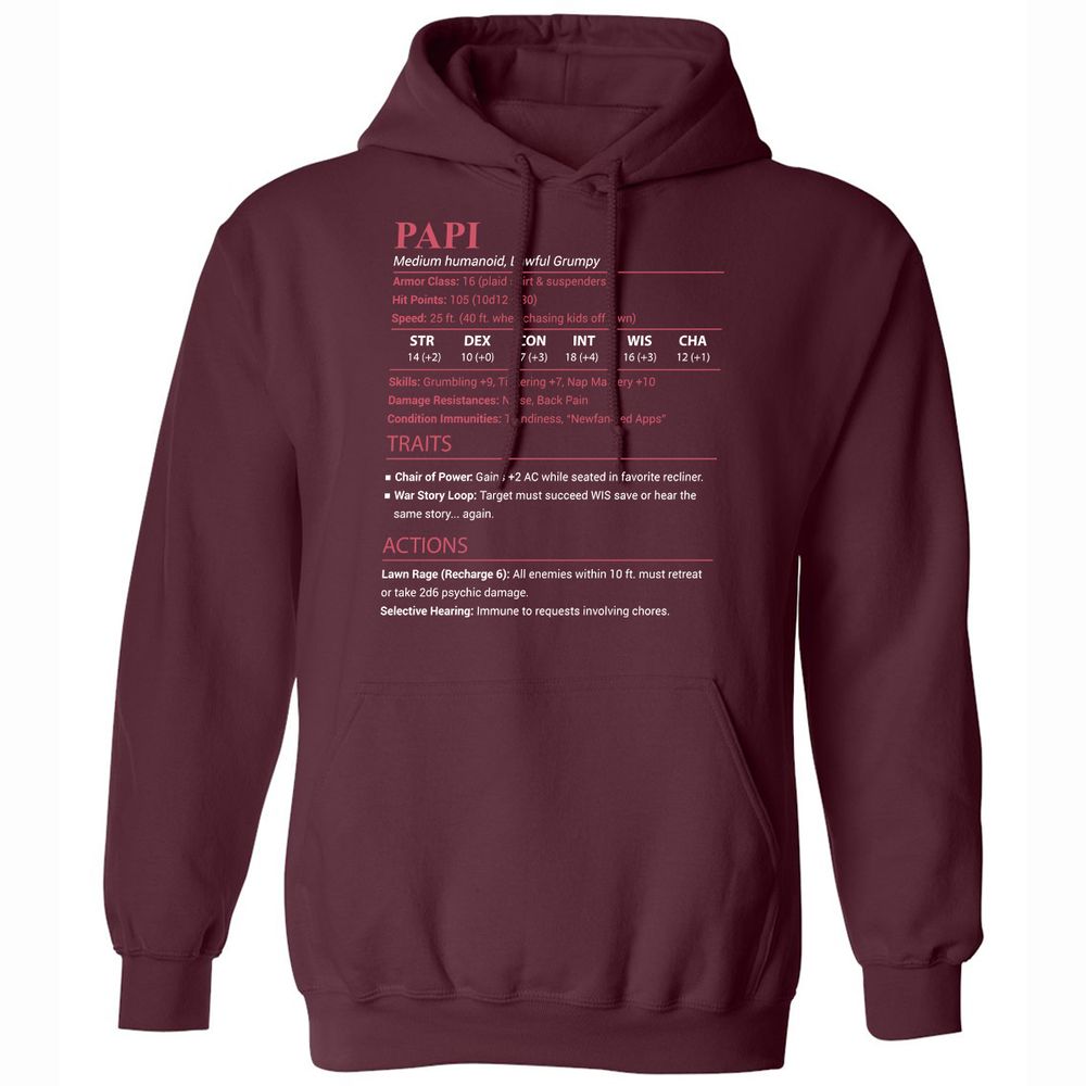 Papi Stats Classic Unisex Hoodie - Maroon - 7