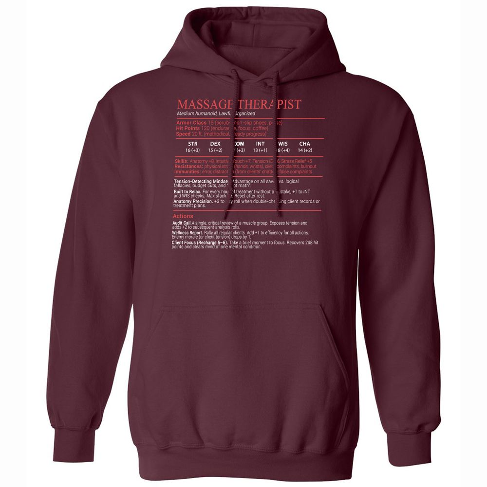 Massage Therapist Stats Block - Maroon - 7