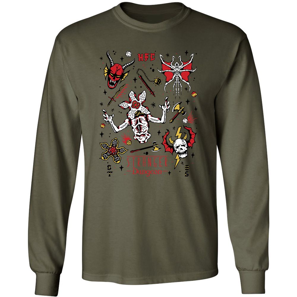 STRANGER DUNGEON Long Sleeve T-Shirt - Military Green - 7