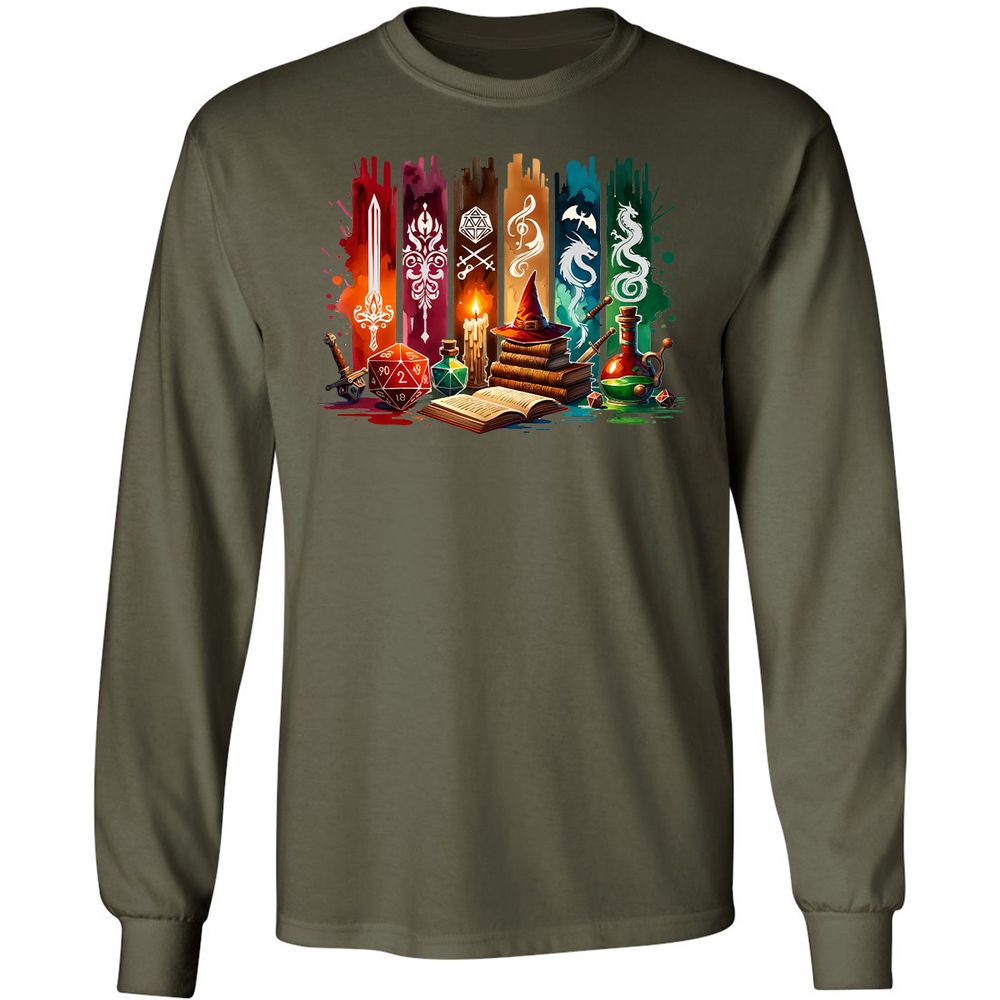 DnD Classes Long Sleeve T-Shirt - Military Green - 7