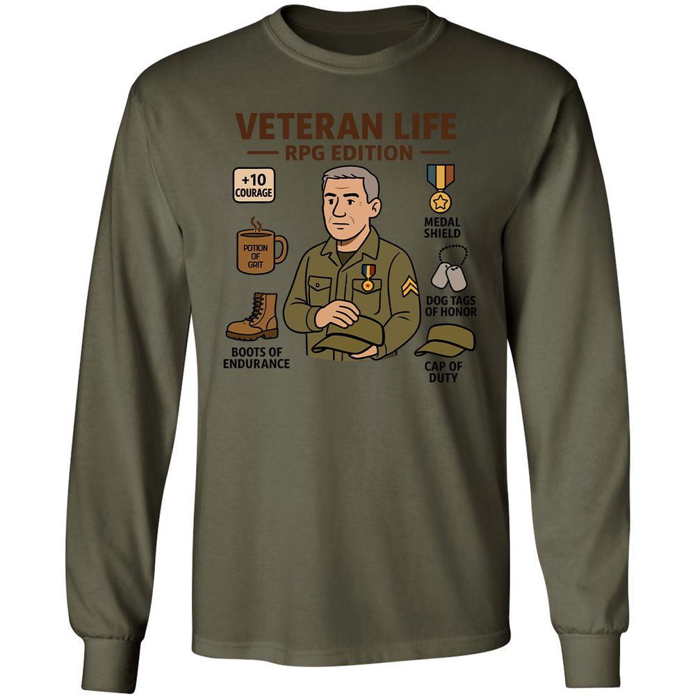 Veteran Life RPG Edition Long Sleeve T-Shirt - Military Green - 7
