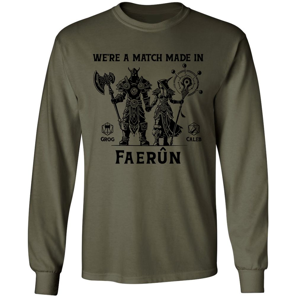 Custom DnD Class Couple Long Sleeve T-Shirt - Military Green - 7