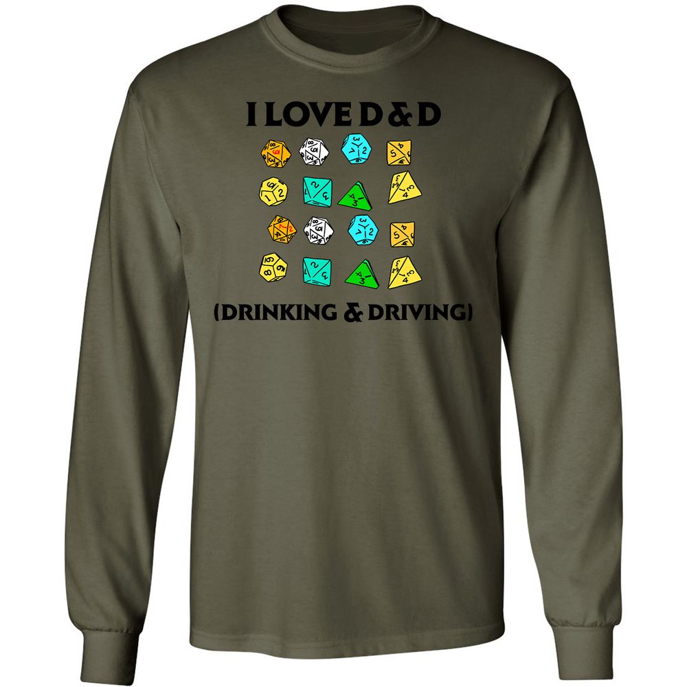 Drinking & Driving Long Sleeve T-Shirt - Military Green - 7