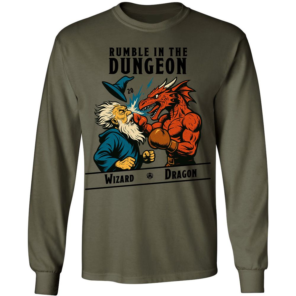 Rumble in the Dungeon Long Sleeve T-Shirt - Military Green - 7