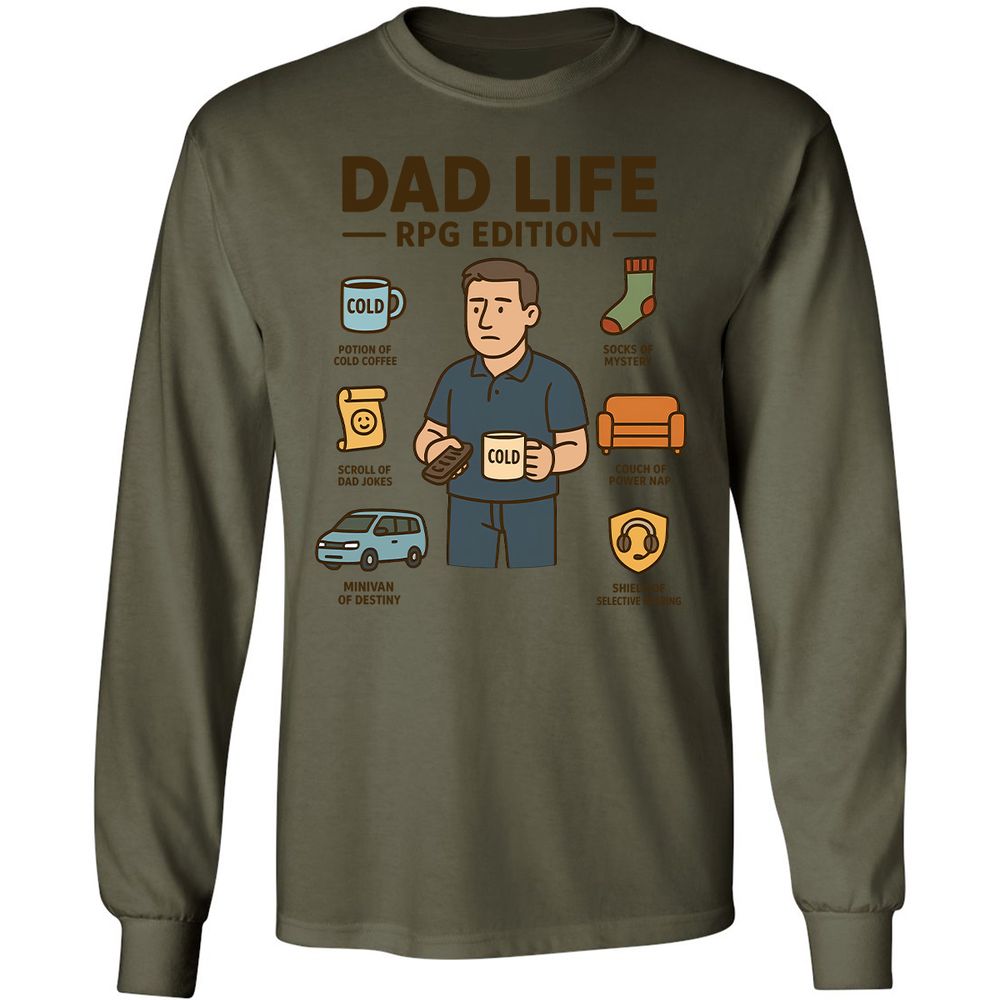 Dad Life RPG Edition Long Sleeve T-Shirt - Military Green - 7