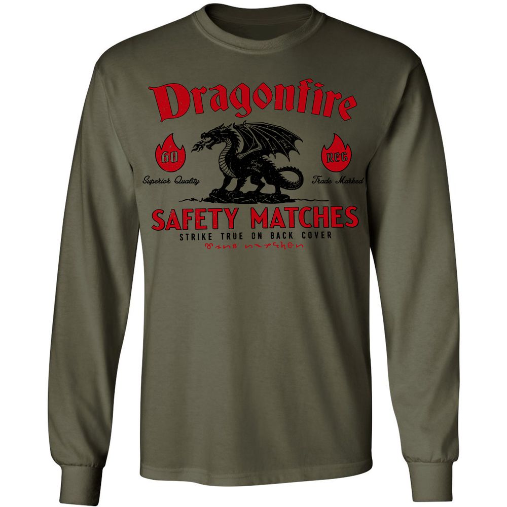 Dragonfire Long Sleeve T-Shirt - Military Green - 7