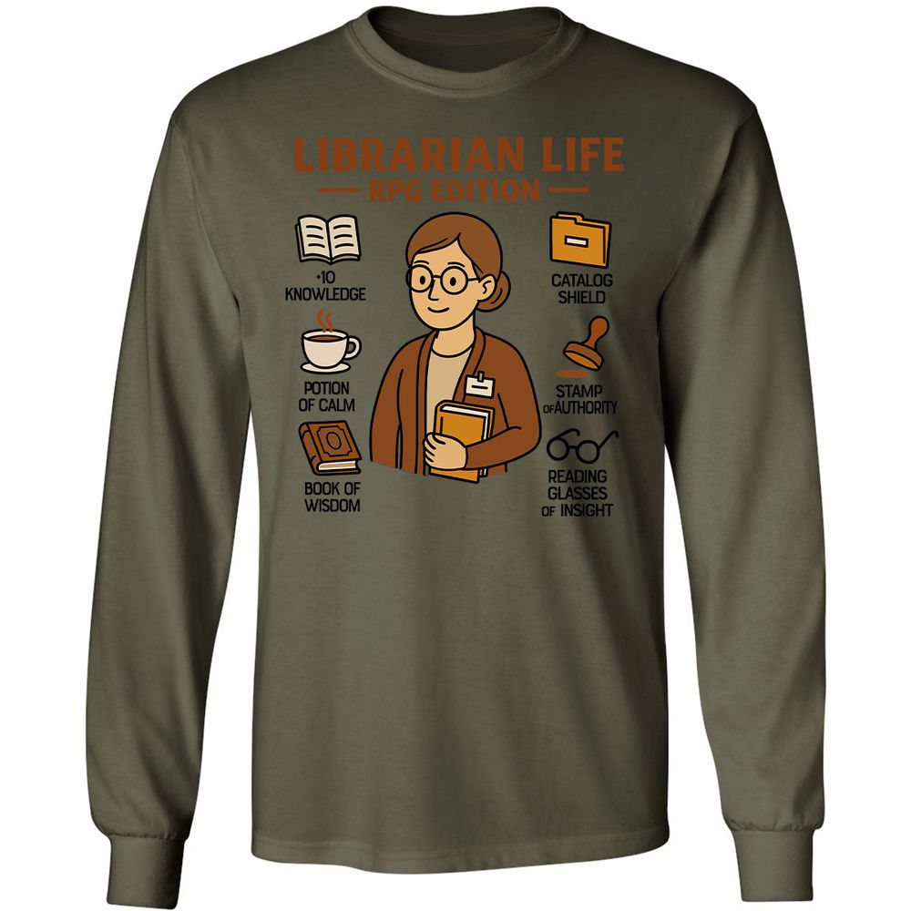 Librarian Life RPG Edition Long Sleeve T-Shirt - Military Green - 7