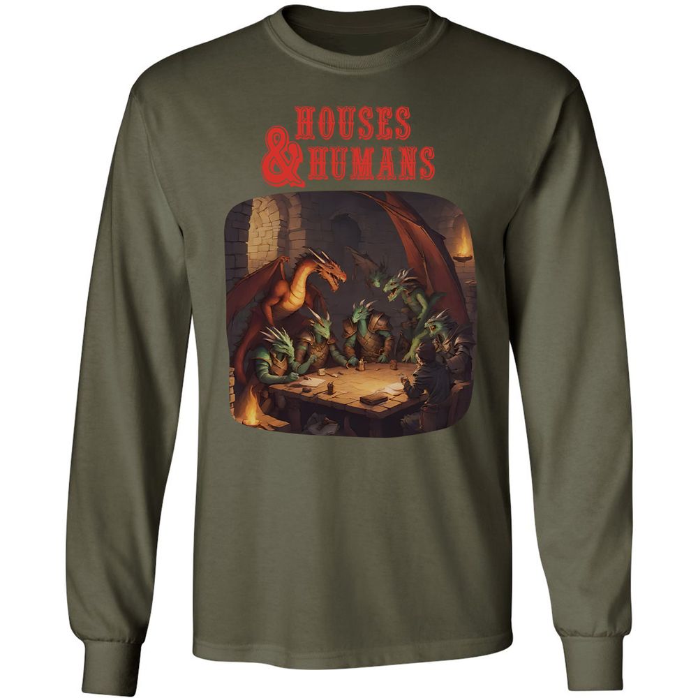 Houses And Humans Long Sleeve T-Shirt - Military Green - 7