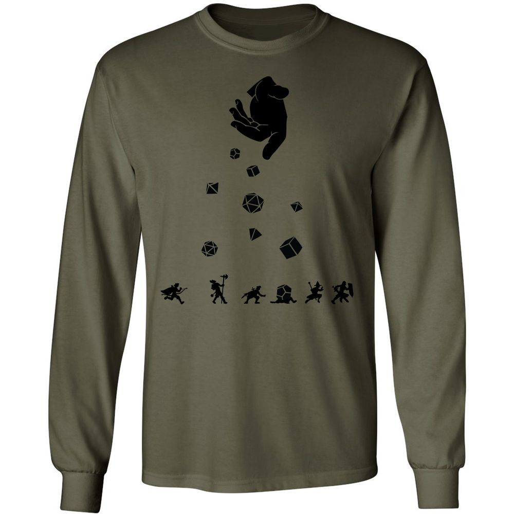 Rocks Fall, Everyone Dice Long Sleeve T-Shirt - Military Green - 7