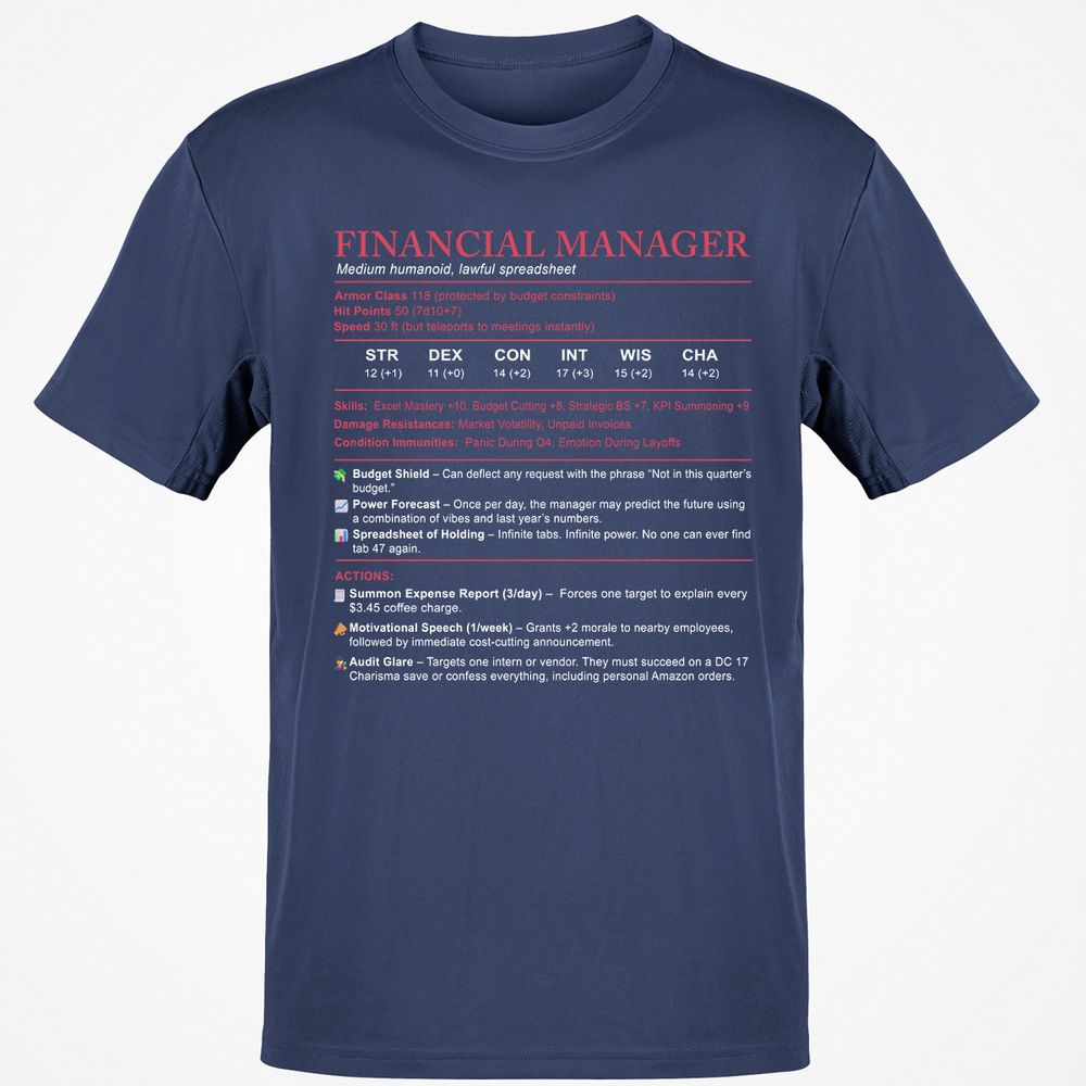 Financial Manager Stats Classic Unisex T-Shirt - Navy - 7