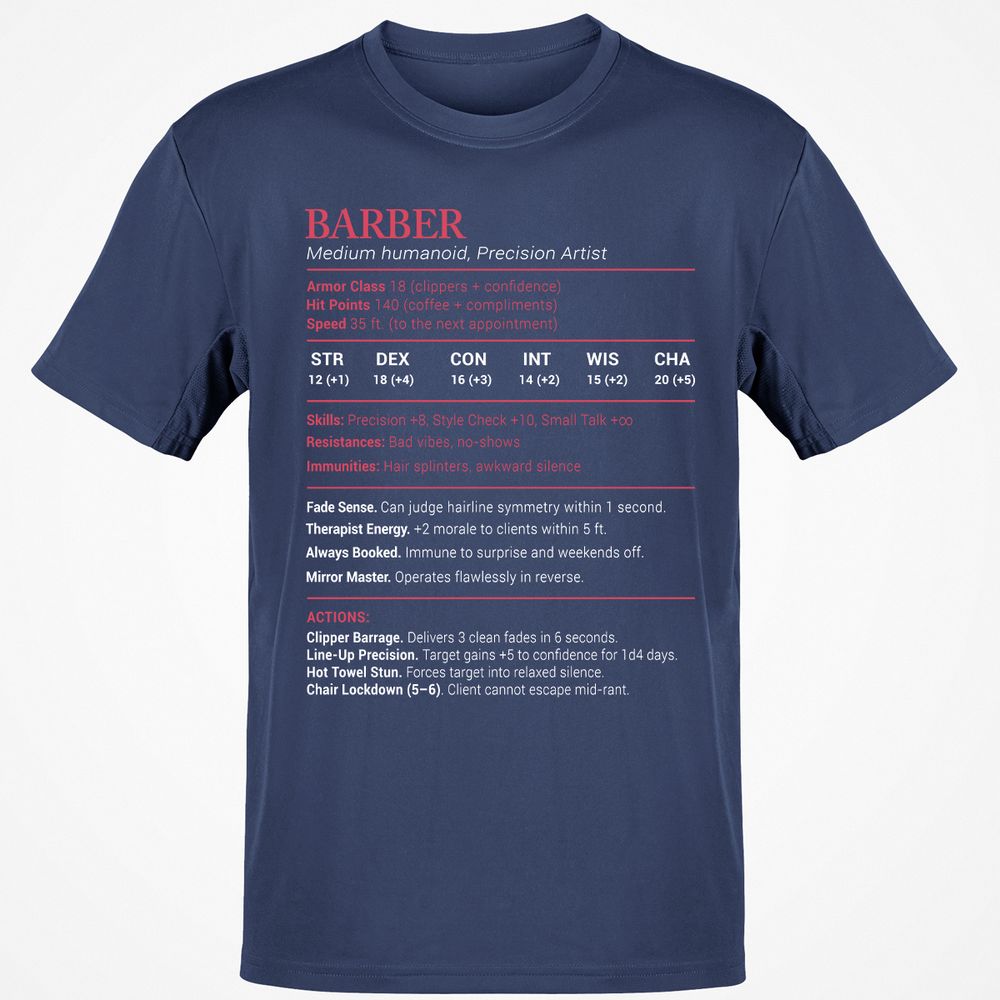 Barber Stats Classic Unisex T-Shirt - Navy - 7