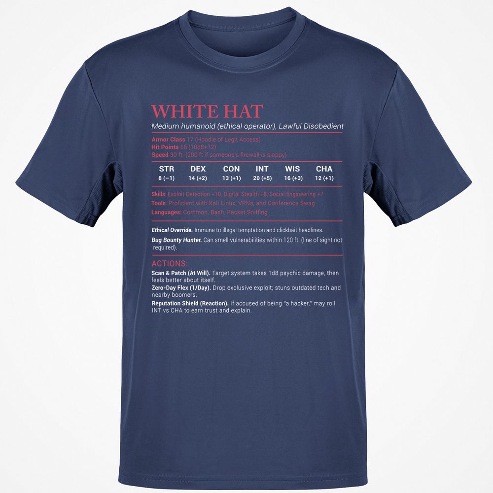 White Hat Stats Classic Unisex T-Shirt - Navy - 7