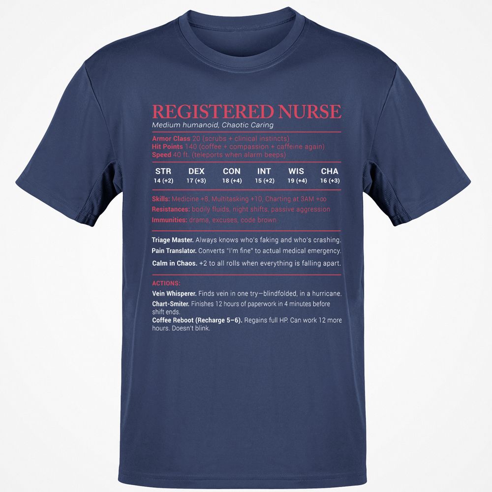 Registered Nurse Stats Classic Unisex T-Shirt - Navy - 7