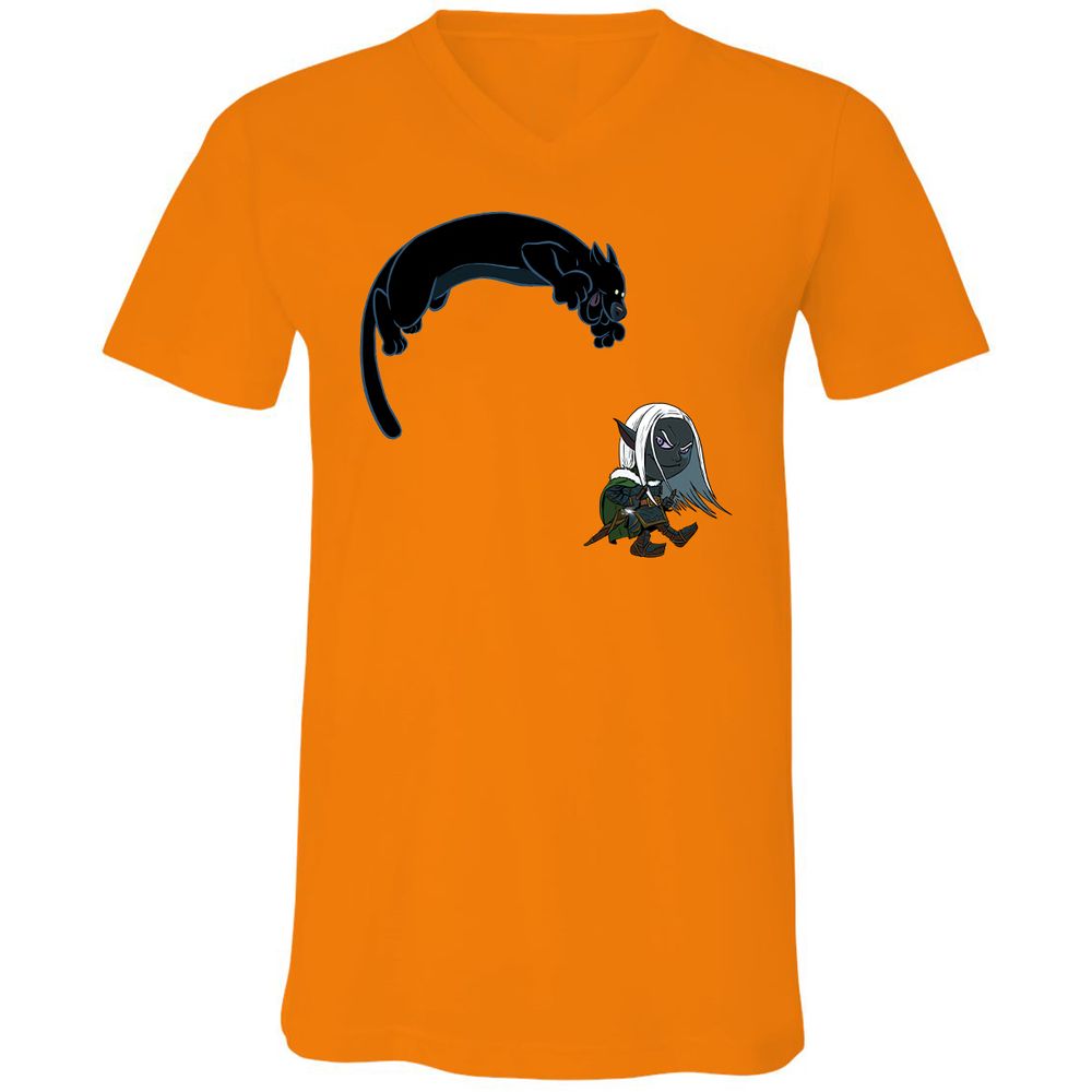 Drizzt and Guenhwyvar Unisex V-Neck T-Shirt - Orange - 7