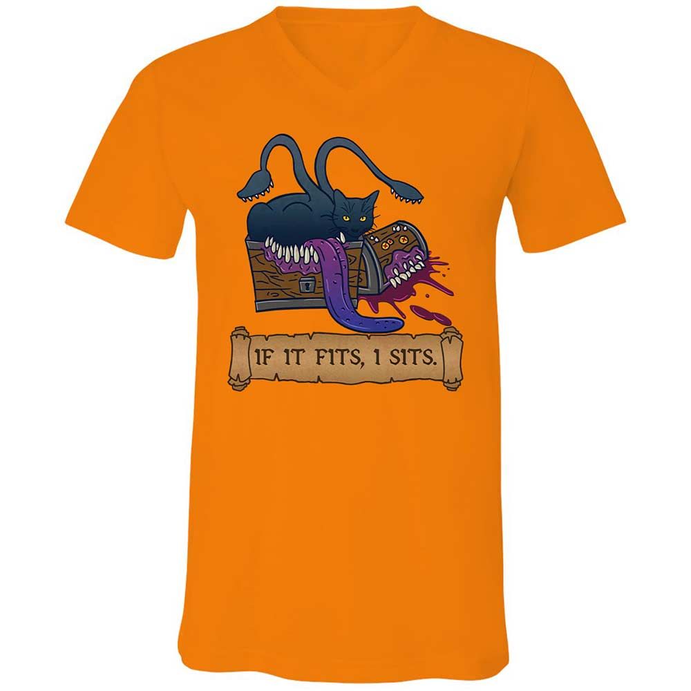 If It Fits I Sits Unisex V-Neck T-Shirt - Orange - 7