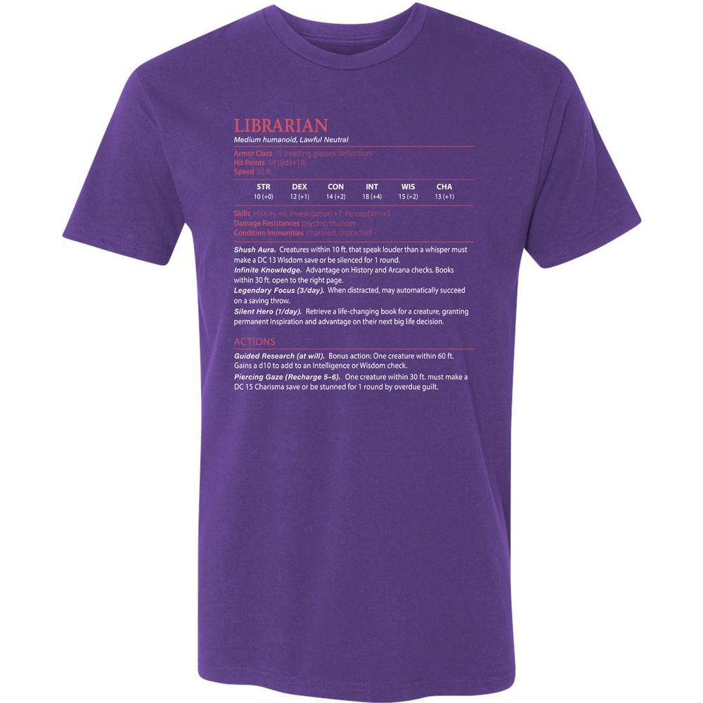 Librarian Stats Premium Unisex T-Shirt - Purple Rush - 7