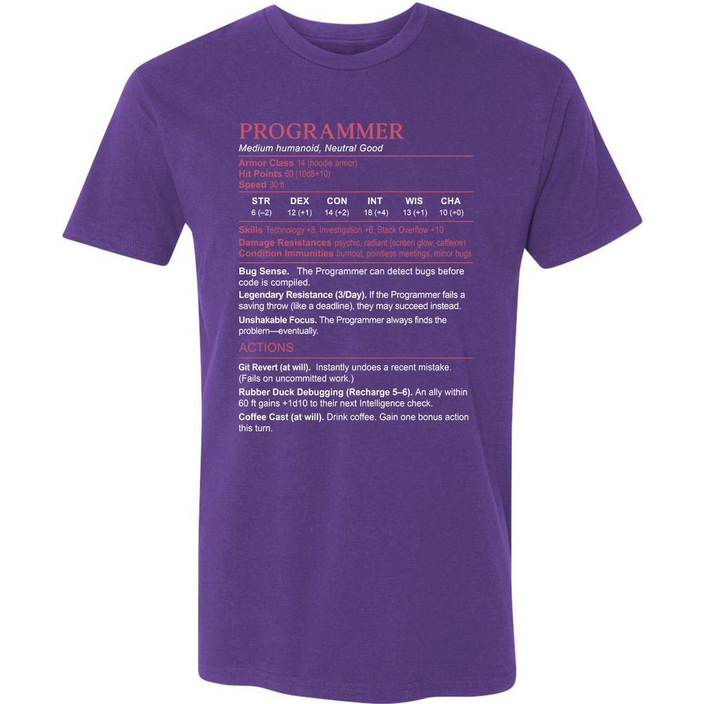Programmer Stats Premium Unisex T-Shirt - Purple Rush - 7