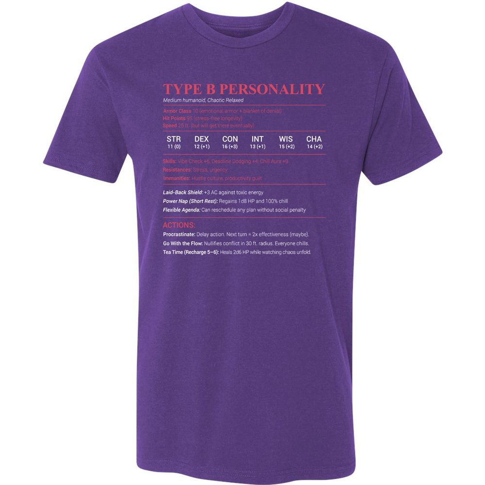 Type B Stats Premium Unisex T-Shirt - Purple Rush - 7