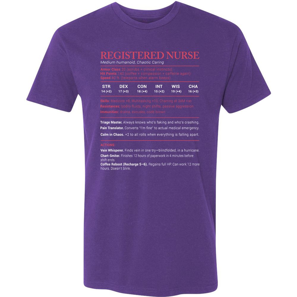 Registered Nurse Stats Premium Unisex T-Shirt - Purple Rush - 7