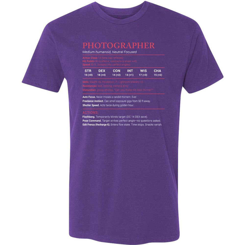 Photographer Stats Premium Unisex T-Shirt - Purple Rush - 7