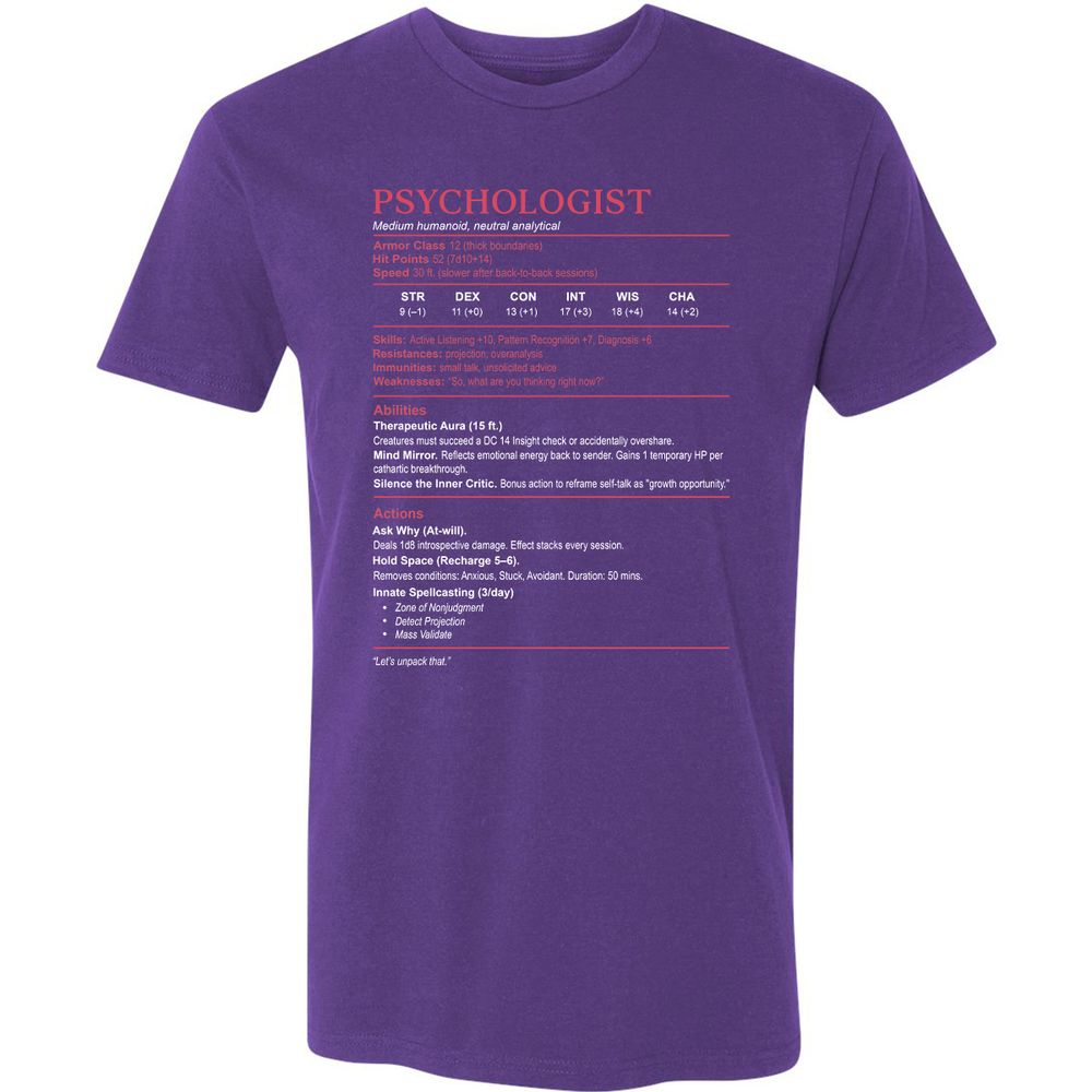 Psychologist Stats Premium Unisex T-Shirt - Purple Rush - 7