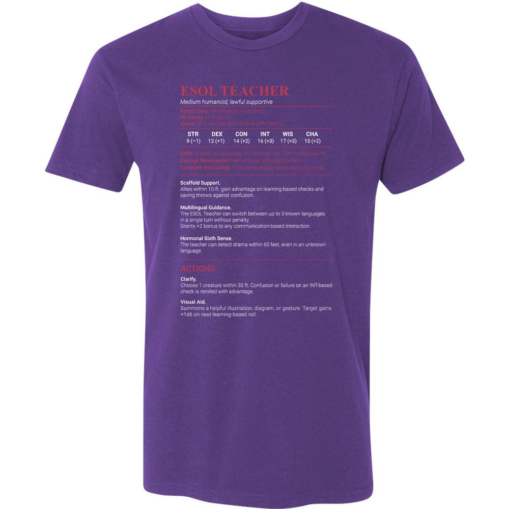 ESOL Teacher Premium Unisex T-Shirt - Purple Rush - 7