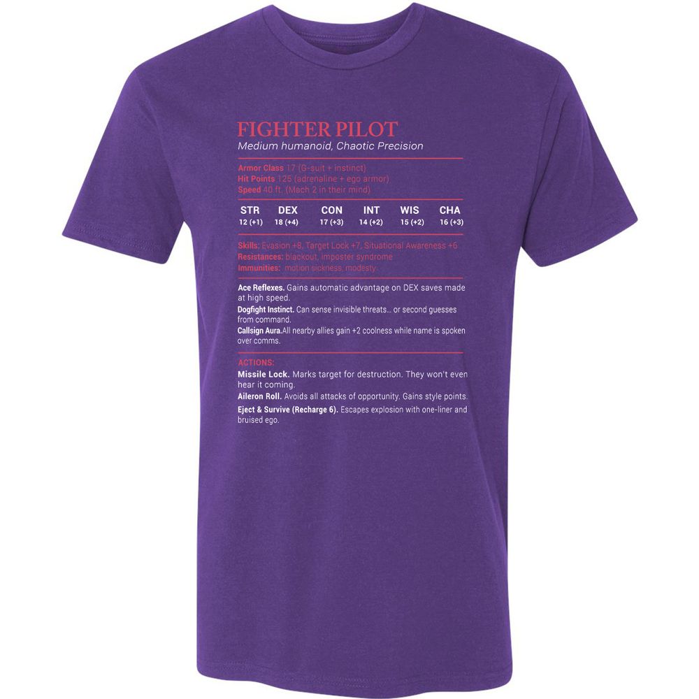 Fighter Pilot Stats Premium Unisex T-Shirt - Purple Rush - 7
