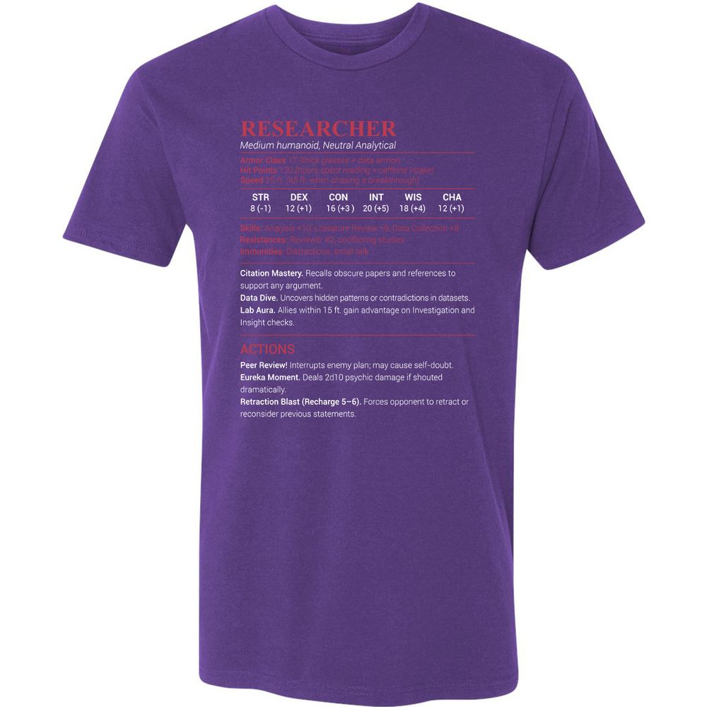 Researcher Stats Premium Unisex T-Shirt - Purple Rush - 7