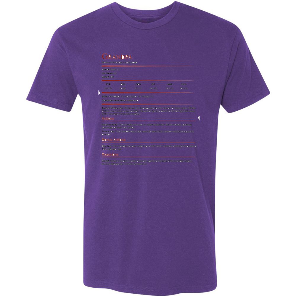 Grandpa Stat Block Premium Unisex T-Shirt - Purple Rush - 7