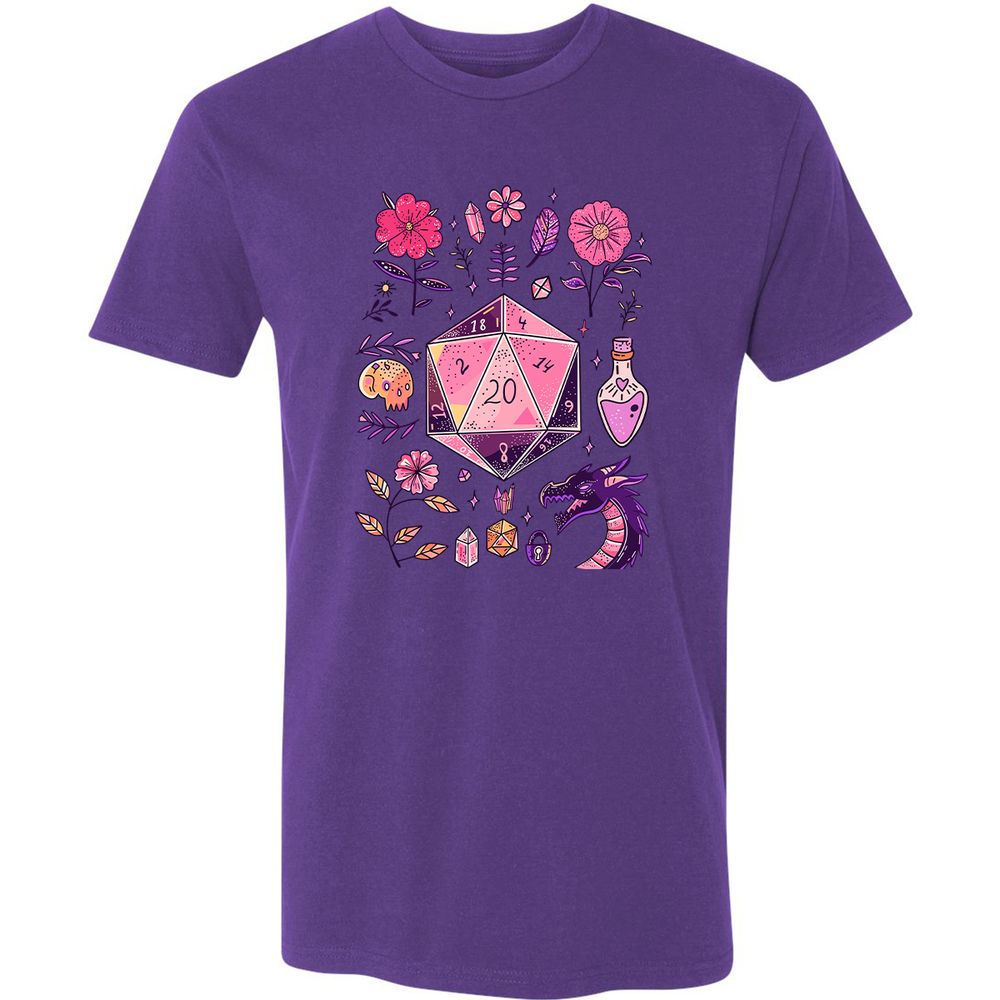 Mystic D20 Floral Dice Art - Purple Rush - 7
