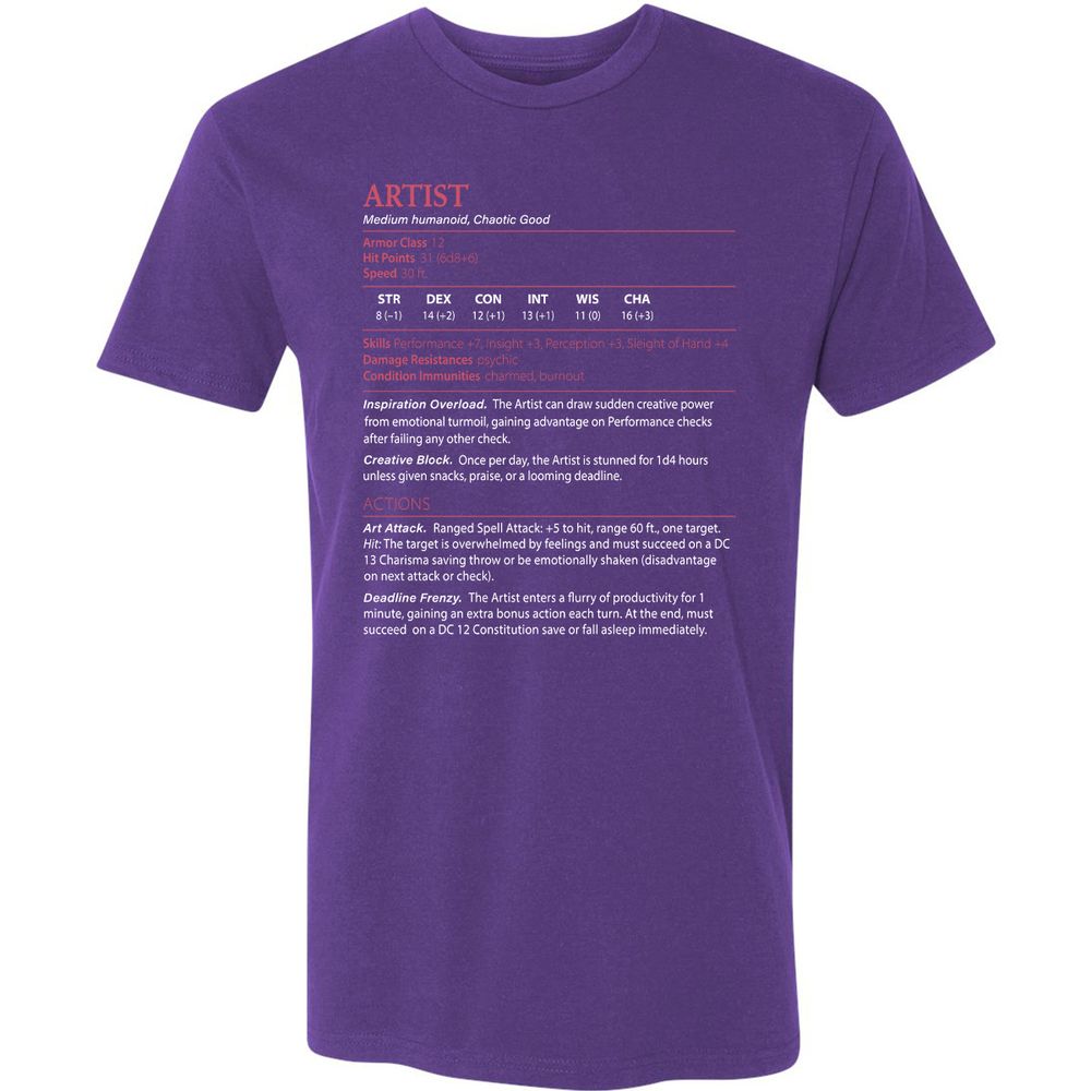 Artist Stats Premium Unisex T-Shirt - Purple Rush - 7
