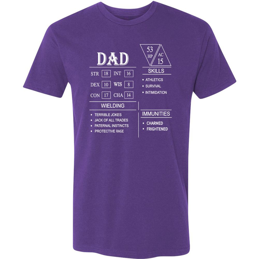 Dad Stat Block Premium Unisex T-Shirt - Purple Rush - 7