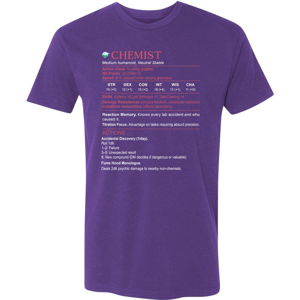 Chemist Stats Premium Unisex T-Shirt - Purple Rush - 7